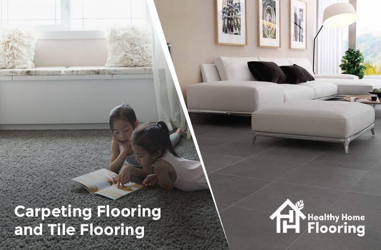 Carpet flooring and tile flooring